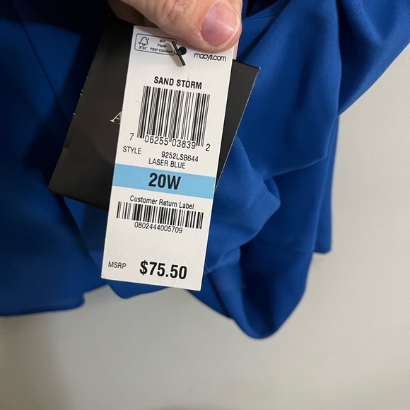 Alfani Women’s Royal Blue Blouse. Ties at Neck. Size: 20W. NWT - Picture 4 of 6